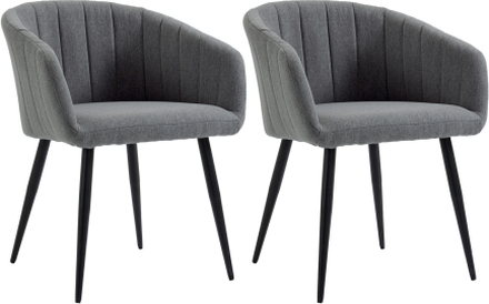Set 2 sedie imbottite per soggiorno con rivestimento in tessuto grigio scuro