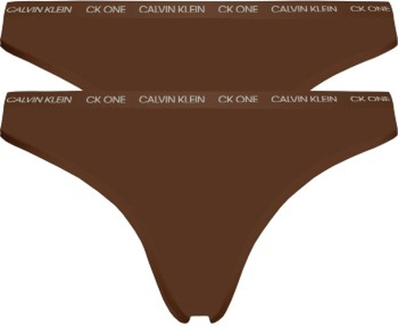Calvin Klein Truser 2P One Cotton Stretch Plus Thong Mørkbrun bomull XX-Large Dame