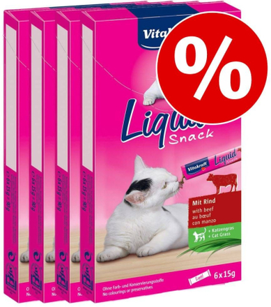 Super-Sparpaket: 48 x 15 g Vitakraft Cat Liquid-Snack - Rind & Inulin