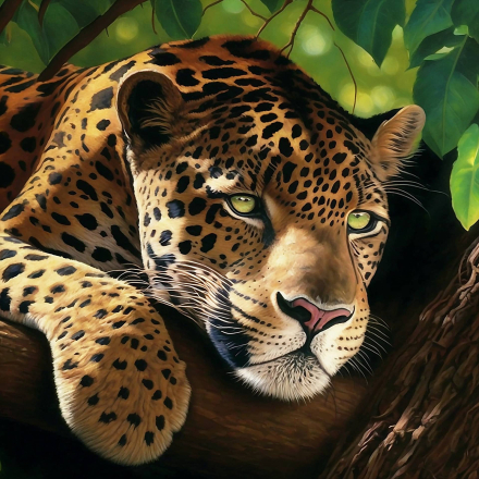 Malen nach Zahlen - Leopard Portrait, 50x50cm / Ohne Rahmen / 48 Farben (Höchste Details)