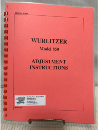 Wurlitzer Model 850 Jukebox Adjustment Instructions Manual
