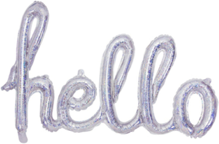 HELLO - Silverfärgad Holografisk Folieballong 72x45 cm