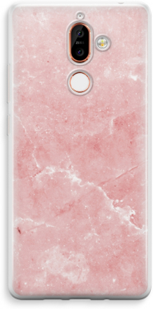 Nokia 7 Plus Transparant Hoesje (Soft) - Roze marmer