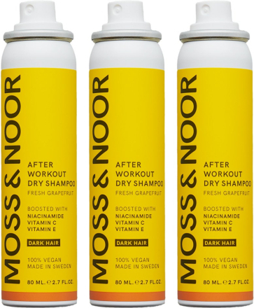 Moss & Noor After Workout Dry Shampoo Dark Hair Pocket Size 3 pack - 240 ml