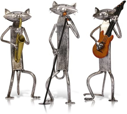 TOOARTS Metall-Skulptur Ein Spielen der Gitarre Katze von Einrichtungs Artikel Handwerk