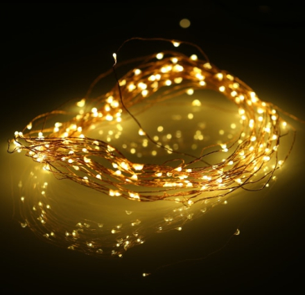 10M / 33ft 100 LEDs Kupfer String Wire Light LED Warm White Starry Licht Voice Activated mit Adapter und Fernbedienung für Weihnachten Hochzeit Geburtstag Feste