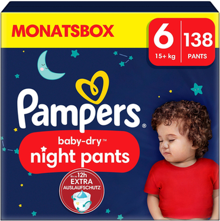 Pampers Baby-Dry Pants Night , størrelse 6, 15 kg+, månedlig pakke (1 x 138 bleer)