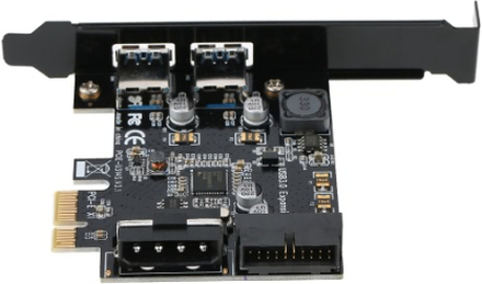 STW PCI-E zu USB 3.0 2-Port PCI Express Karte Mini PCI-E USB 3.0 Hub Controller Adapter mit internem USB 3.0 19-Pin Stecker und 5V 4 Pin Male Power Dual Port Anschluss