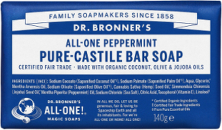 Pure-Castile Bar Soap Peppermint Håndsåpe Nude Dr. Bronner’s*Betinget Tilbud