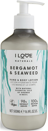 I Love Naturals Hand & Body Lotion Bergamot & Seaweed 500Ml Beauty Women Skin Care Body Hand Care Hand Cream Nude I LOVE
