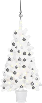 vidaXL Kunstig juletre med LED og kulesett 65 cm hvit