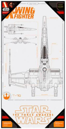 Star Wars Episode VII Glass Poster - X-Wing Fighter (50 x 25cm)