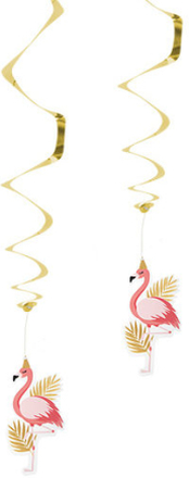 2 stk Hängande Dekorationer med Holografisk Guldmotiv - Flamingo Gold