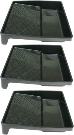 3x stuks verfbakken voor verfrollers/lakrollers zwart tot 25 cm