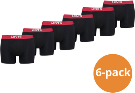 Levi's Boxershorts Heren 6-pack Solid Organic Cotton Zwart/Rood -XXL