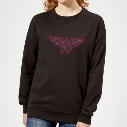 Justice League Wonder Woman Retro Grid Logo Women's Sweatshirt - Black - S - Black