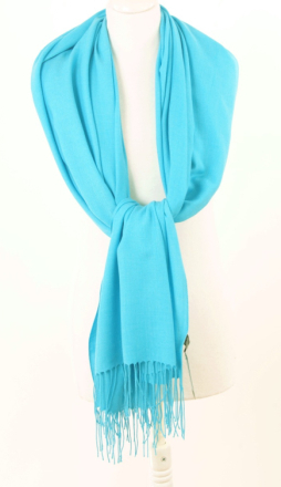 Soepelvallende effen turquoise pashmina sjaal