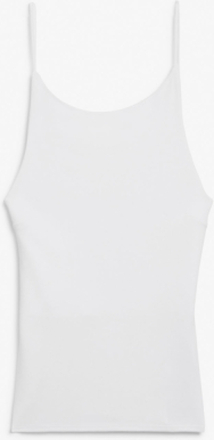 Open back boat neck top - White