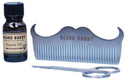 Barbersæt Beard Buddy Grooming mænd rustfrit stål sølv