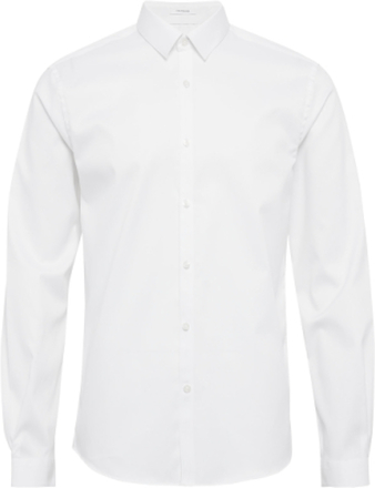 Plain Twill Stretch Shirt L/S Skjorte Business Hvit Lindbergh*Betinget Tilbud