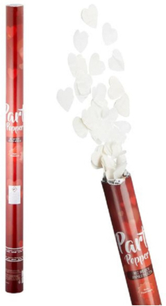 Set van 3x stuks XL Party popper/confetti shooter valentijn/bruiloft hartjes wit 80 cm