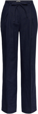 Wide Fit Linen Trousers Trousers Linen Trousers Marineblå Esprit Casual*Betinget Tilbud