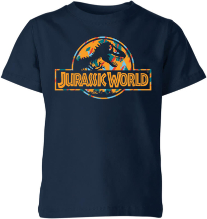 Jurassic Park Logo Tropical Kids' T-Shirt - Navy - 7-8 Years