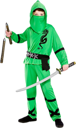 Ninja Grön Barn Maskeraddräkt - Medium