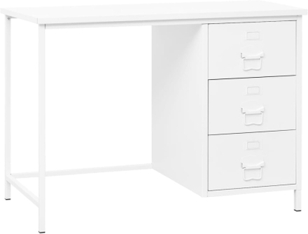 vidaXL Skrivbord med lådor industriell vit 105x52x75 cm stål