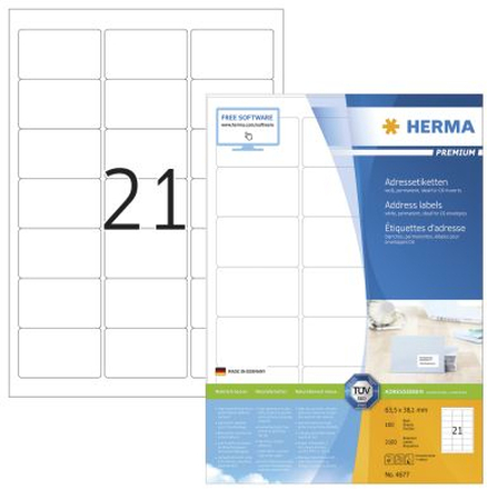 Herma Etikett HERMA Premium A4 63,5x38,1 (100)