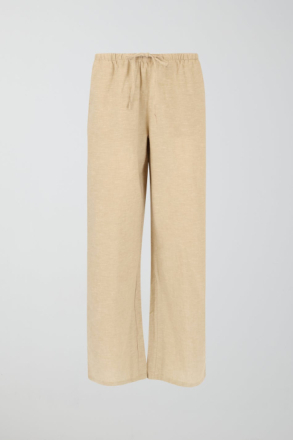Gina Tricot - Tall linen blend trousers - linbukser - Beige - XL - Female