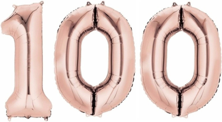 100 jaar rose gouden folie ballonnen 88 cm leeftijd/cijfer