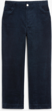 Regular waist straight leg corduroy trousers - Blue