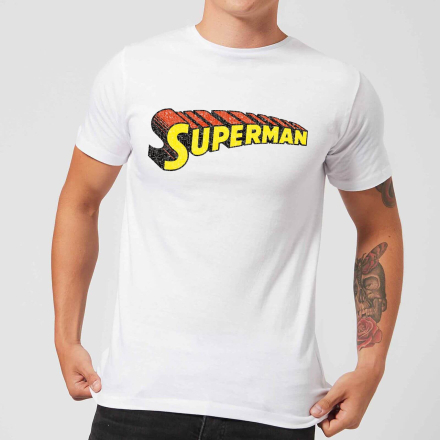 DC Superman Telescopic Crackle Logo Men's T-Shirt - White - XL
