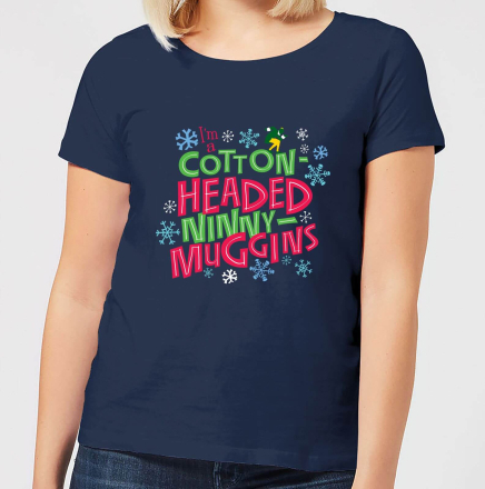 Elf Cotton-Headed Ninny-Muggins Women's Christmas T-Shirt - Navy - XL