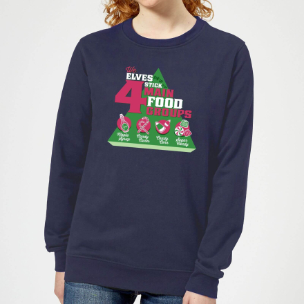 Elf Food Groups Women's Christmas Jumper - Navy - L