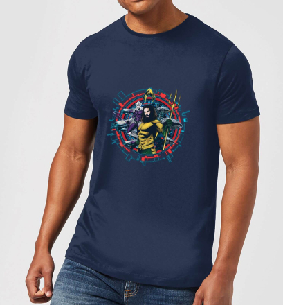 Aquaman Circular Portrait Men's T-Shirt - Navy - XXL