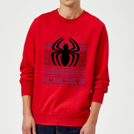 Marvel Avengers Spider-Man Logo Christmas Jumper - Red - XL - Red