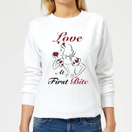 Disney Princess Snow White Love At First Bite Women's Sweatshirt - White - XL