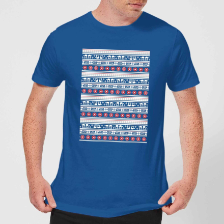 Star Wars AT-AT Pattern Men's Christmas T-Shirt - Royal Blue - L - royal blue