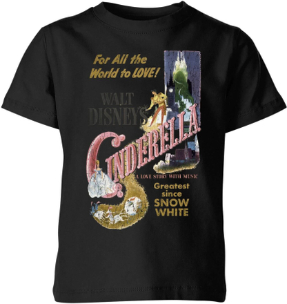 Disney Disney Princess Cinderella Retro Poster Kids' T-Shirt - Black - 11-12 Years - Black