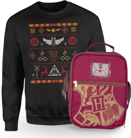Harry Potter Hogwarts Sweatshirt & Bag Bundle - Black - Men's - M - Black