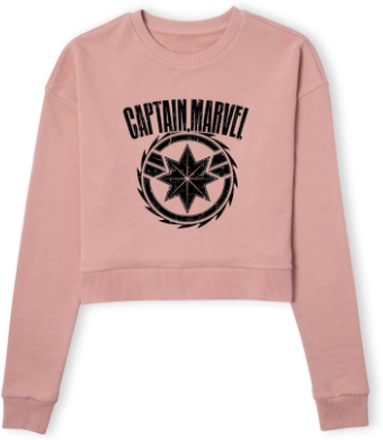 Captain Marvel Logo Women's Cropped Sweatshirt - Dusty Pink - L - Dusty pink