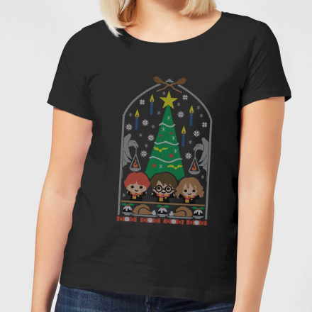 Harry Potter Hogwarts Tree Women's Christmas T-Shirt - Black - S