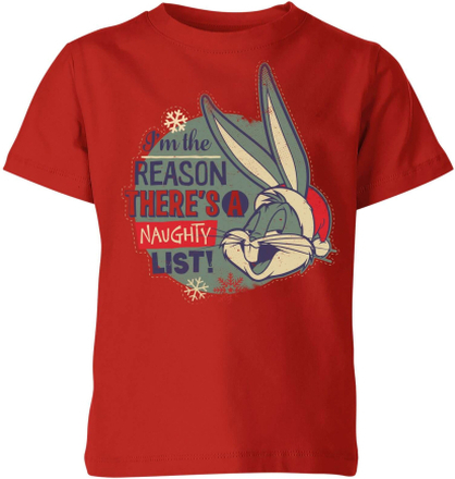 Looney Tunes I'm The Reason There Is A Naughty List Kids' Christmas T-Shirt - Red - 7-8 Years - Red
