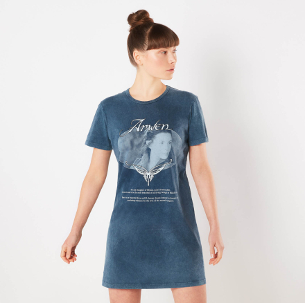 Lord Of The Rings Arwen Lady Of Rivendell Women's T-Shirt Dress - Navy Acid Wash - L