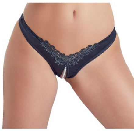 G-string with Pearls, Black (Storlek: Small)