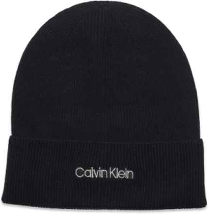 Essential Knit Beanie Accessories Headwear Beanies Svart Calvin Klein*Betinget Tilbud