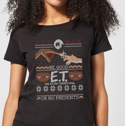E.T. the Extra-Terrestrial Be Good or No Presents Women's T-Shirt - Black - 5XL