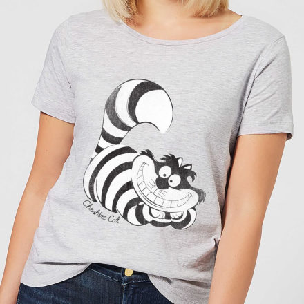 Disney Alice In Wonderland Cheshire Cat Mono Women's T-Shirt - Grey - XL